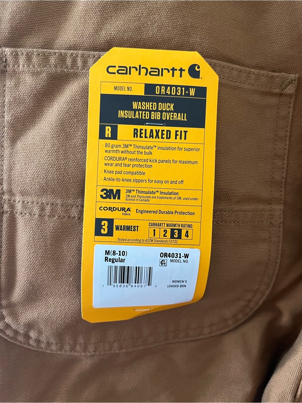 Carhartt Brown Women’s Washed Duck Insulated Bib Overall Size M - Picture 2 of 5